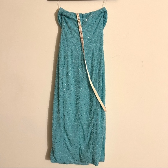 NWT Oh Polly VERBIER Embellished Bandeau Cowl Neck Midi Dress in Aqua size 6 - Picture 5 of 5